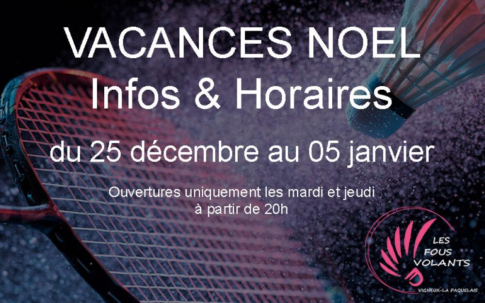 Infos & Horaires vacances Noël 2023